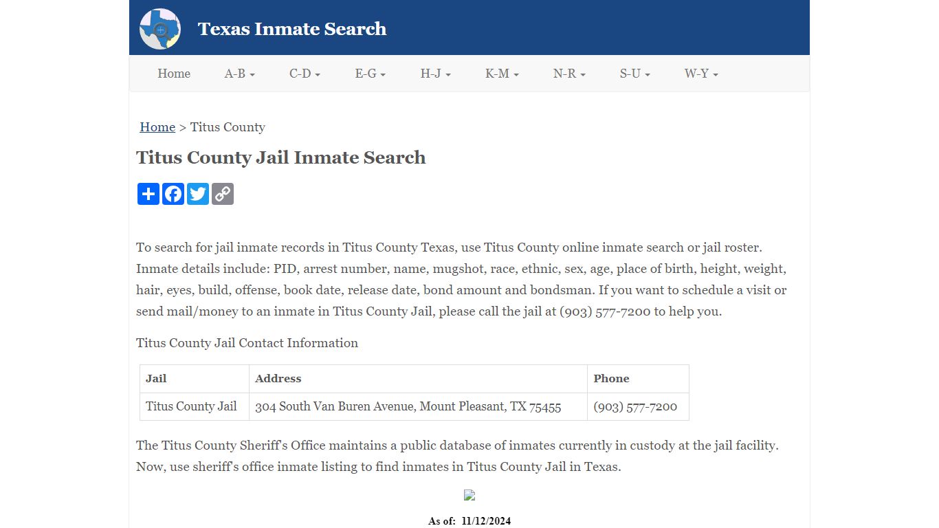 Titus County Jail Inmate Search